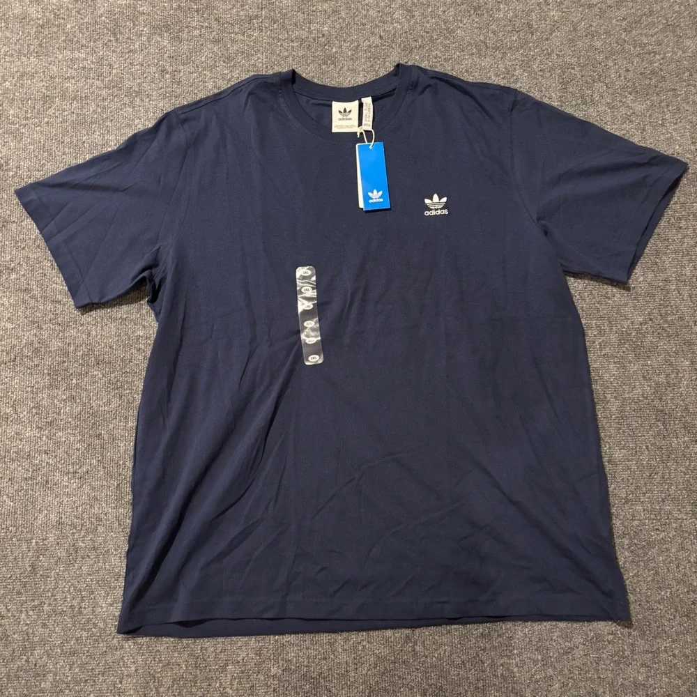 Adidas Originals Trefoil T-Shirt Mens 2XL Navy Blue Embroidered Logo Tee NWT